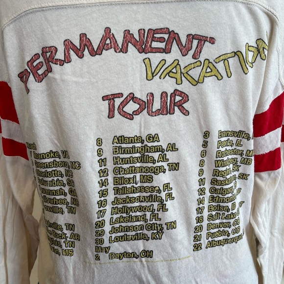 AREOSMITH Permanent Vacation Tour Vtg 1987 Band Tee Cities Dates on Back XLarge! - Picture 7 of 8